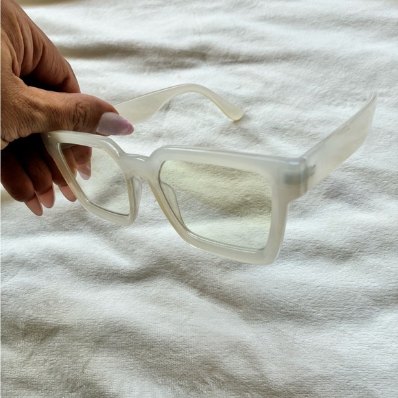 Square Cream Blue Light Non-Prescription Glasses - Picture 6 of 11